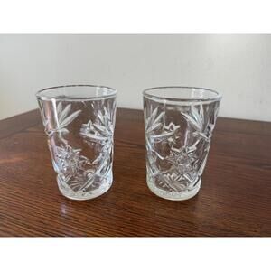2 Early American Prescut Tumblers Anchor Hocking 4 oz Juice Glasses 4"x2.5” EAPC